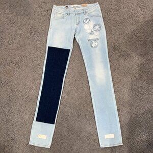 VINTAGE OFF-WHITE VIRGIL ABOLH Indian Label Military Patch Color Block Jeans 28T